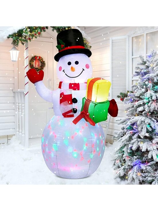 5ft Christmas Inflatable Blow Up Snowman LED Rotating Light  New 5FT Inflatable Snowman Christmas Decoration Blow Up with Rotating LED Lights